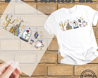 Disney Princess Belle Ready to Press DTF, Heat Press DTF Transfer, Disneyworld Gift Prints, Beauty and the Beast Print, Candles Flower DTF