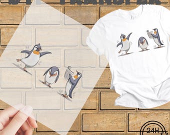 Penguin Family DTF Transfer: Bedtime Nursery Print, Ready to Press