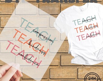 Neon Teacher DTF Transfer, Ready to Press, Trendy Teach School Dtf, Occupation, Floral DTF, Heat Transfer