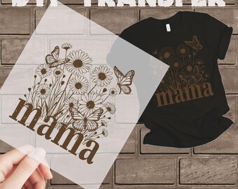 Floral Mama DTF Transfer: Retro Botanic Design, Mothers Day Shirt