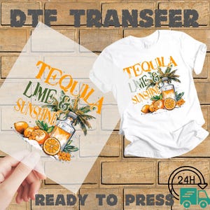 Tequila Lime Sunshine DTF Transfer: Tropical Beach Heat Press Print