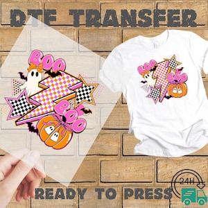 Halloween Boo Goose Ghost Bow Dtf Ready To Press, Vintage Halloween Transfer, Halloween 2025 Dtf, Pumpkin Dtf, Retro Halloween Dtf Designs