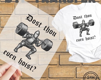 Vintage Gym DTF Transfer: Funny Medieval Workout Humor, Ready to Press