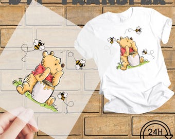 Vintage Pooh DTF Transfers, Disney Winnie Ready to Press,  Honey Bear Ready for Print, Disney DTF, Dtf Transfers, Honey Cute Heat Transfers