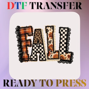 Vintage FALL Patch DTF Transfer Ready to Press, Plaid Leopard Floral Lace Chenille Letters Iron On, Retro Autumn Season Tee Decal DIY