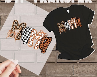 Halloween Mom Leopard DTF Transfer: Iron-On Apparel Design (22x10 inches