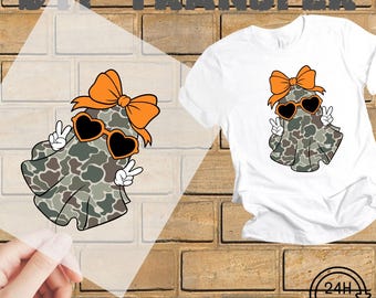Camo Ghost Halloween DTF Transfer: Iron-On Design for Apparel