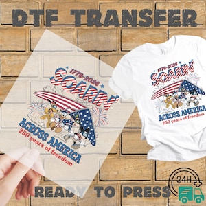 Patriotic Soarin Across America DTF Transfer Ready to Press, 250 Years of Freedom 1776-2026 Iron On Patch for Shirt, Sublimation Design
