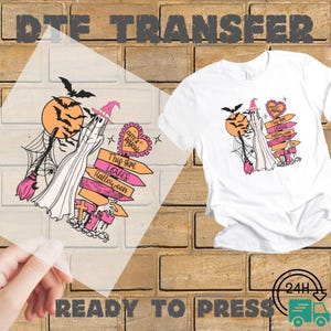 Cute ghost DTF Transfer, Halloween Ready to Press DTF, Heat Press, Direct to Film Transfers, DTF Print, Spooky Season, Halloween dtf