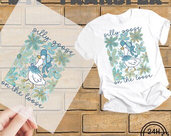 Boho Floral Goose DTF Heat Transfer: Silly Goose, Coquette Bow