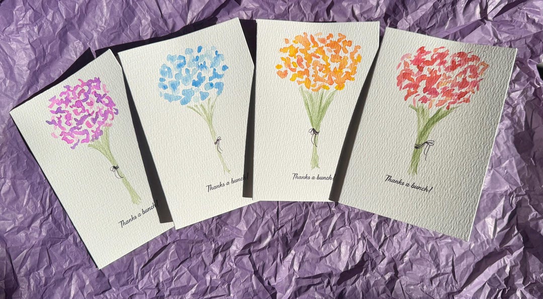 Hand-painted Floral Thank You Cards: Watercolor Flower Note Cards, Set ...