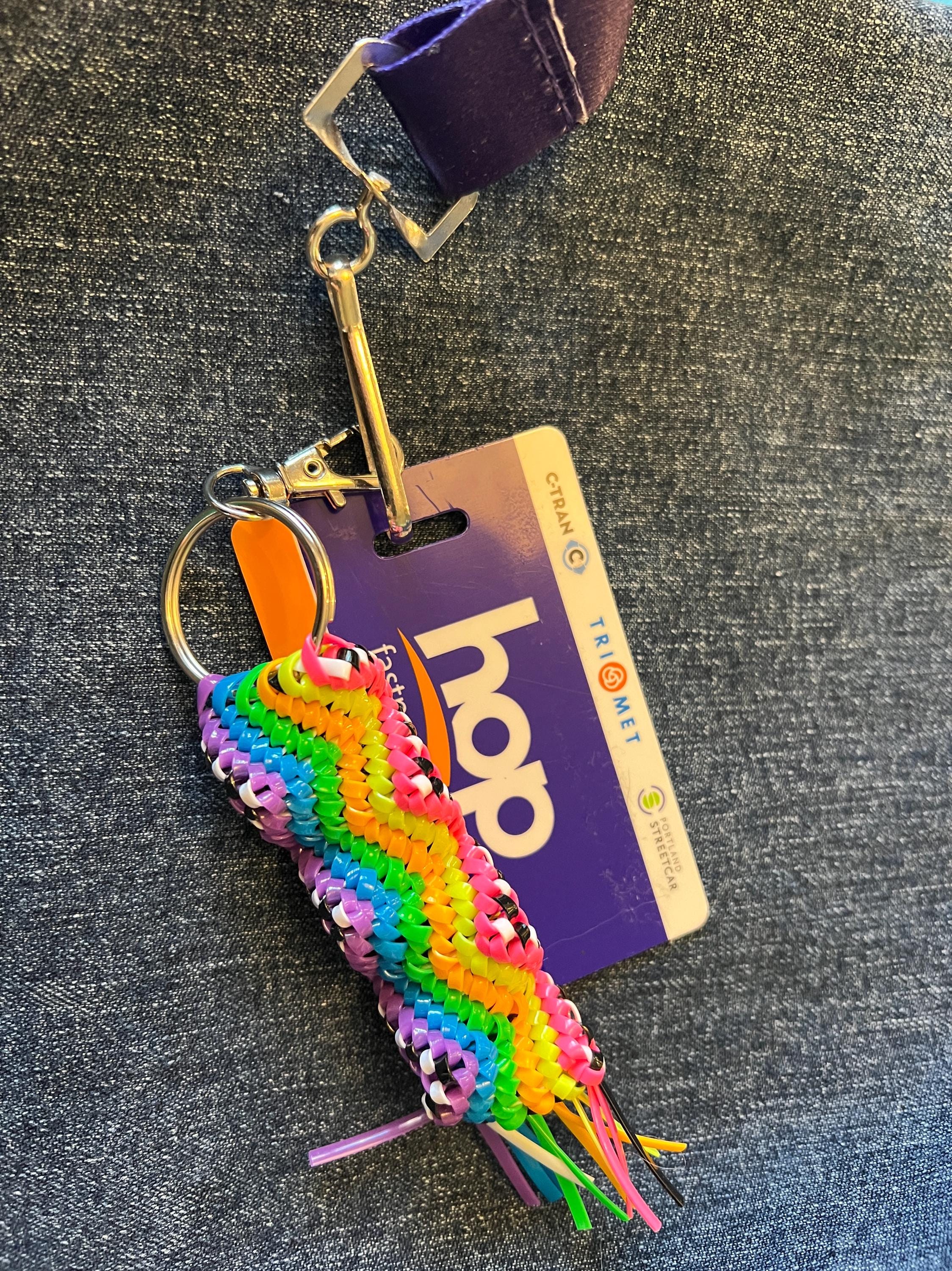 Multi Color Rainbow 90's Neon Zigzag Keychain | Bag Charm