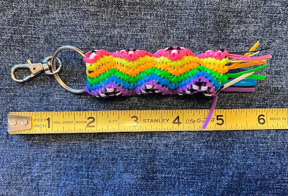 Rainbow Zigzag Keychain: 90s Neon Plastic Lanyard - Etsy