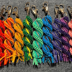 90s Sparkly Spiral Keychain: Rexlace Plastic Lanyard, Backpack Charm