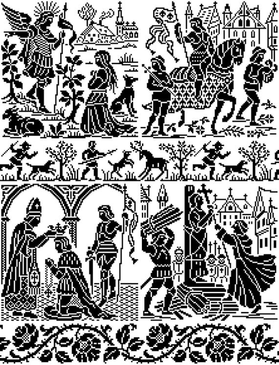 Scenes From the Life of Joan of Arc + 2 Borders - Filet Crochet