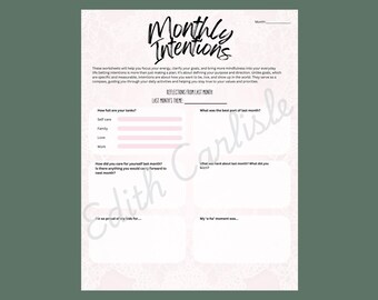 Monthly intention setting planner for parents