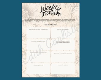 Weekly intention setting planner for parents