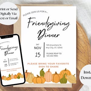 Friendsgiving Invite Template, Friendsgiving or Thanksgiving Invitation, Friendsgiving Dinner Invite & Mobile