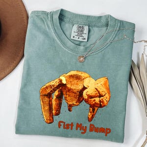 Retro Sci-Fi Space Poster T-Shirt - Funny Alien Fist Bump Graphic Comfort Colors© Tee - Vintage Galaxy Creature Apparel