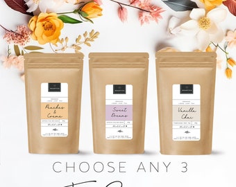 Loose Leaf Tea Sampler Pack, CHOOSE ANY 3 Teas, Variety Pack, Tea Gift for Her, Mom, Sister, Herbal Tea, Tea Lover Gift, Relaxation gift