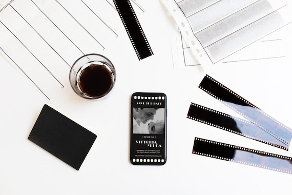 Save the Date digitale a Tema Cinema - Personalizzato con Foto, Nomi e Dettagli!