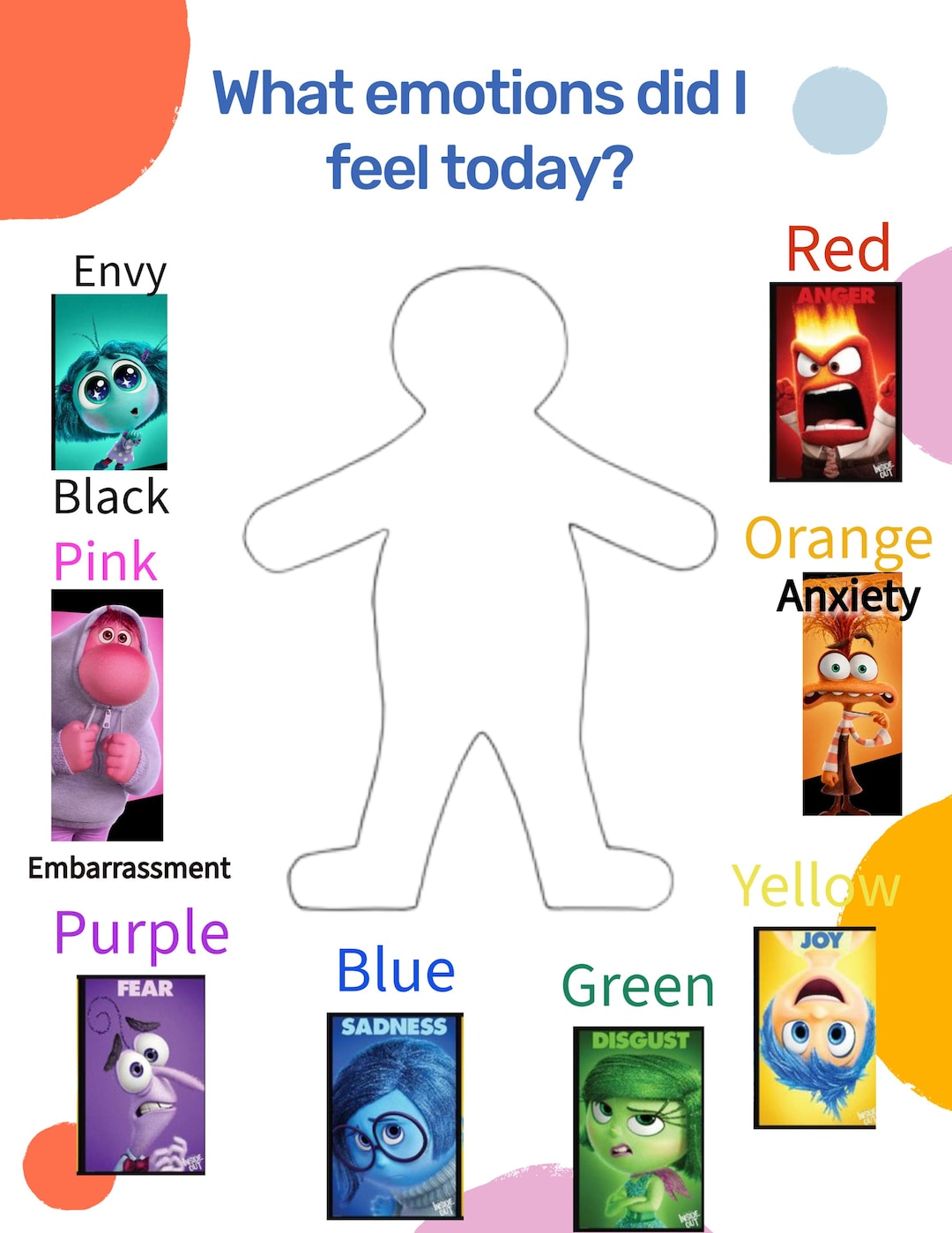 Inside Out Emotions Worksheet Etsy Inside Out Emotions Worksheet Etsy