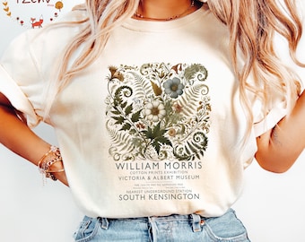 William Morris Floral T-Shirt, Vintage Botanical Art, Unisex Comfort Colors Tee