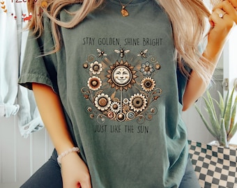 Comfort Colors Boho Sunflower Shirt, Vintage Graphic Tee