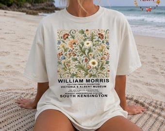 William Morris Floral Shirt, Comfort Colors Vintage Botanical Tee, Cottagecore T-Shirt, Boho Nature Shirt, Retro Art Nouveau Wildflower Gift