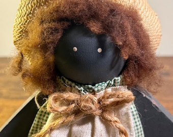 Lizzie High-Style Folk Art Doll – Gingham Dress, Straw Hat