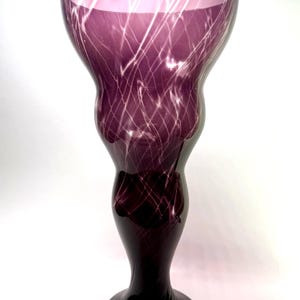 Contemporary Handblown Art Glass Vase – Indigo Swirl Design, Studio Glass, Rare Form