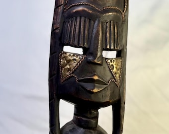 ヴィンテージアフリカグロマスク：手彫りの部族の壁アート-G4011