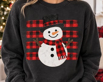 Buffalo Plaid Snowman PNG, Smiling Snowman PNG