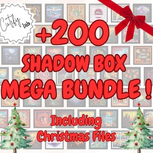 Paquete de 200 cajas de sombras 3D SVG que incluyen archivos de corte de papel SVG navideños, caja de luz, plantilla en capas SVG 3D para Cricut, la mejor caja de sombras 3D.