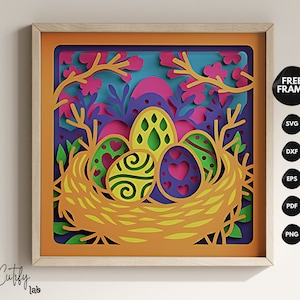 PDF, SVG, modèle Studio oeufs de lapin de Pâques pop-up, 3D papercut light box Sliceform papier sphère popup, lampe 3D svg, veilleuse de Pâques