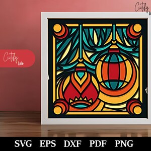Christmas Wreath SVG Template, 3D Landscape Paper Crafts Project for Cricut, Winter Festive Cardstock Wall Décor