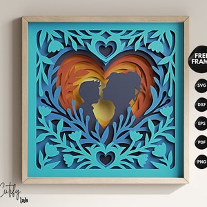 3D Muttertag Shadow Box Kunstwerk mit, kleiner Junge mit Mama DIY Geschenk, Papierprojekt für Cricut, 3D svg Lightbox