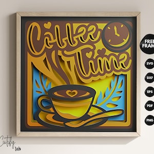 Boîte À Ombre Café 3D SVG, Tasse De Café Découpée, Déco Murale Cuisine, Panneau Café, Projet Cricut