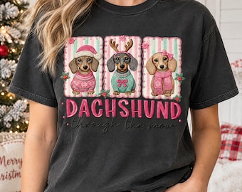 Christmas Dachshund PNG, Christmas Dog Trio, Dog Lover Shirt Idea