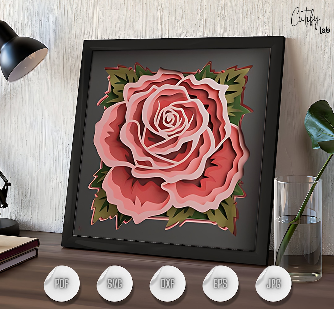 Flower Bouquet SVG Shadow Box Template, Layered Cardstock Paper Project