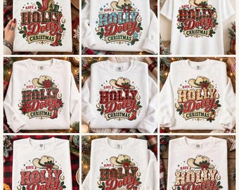 Cowgirl Christmas PNG Bundle, Holly Dolly Designs, Western Holiday Shirts (Digital Download)
