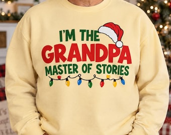 Grandpa Christmas PNG, I'm the Grandpa Master of Stories with Santa Hat and Lights