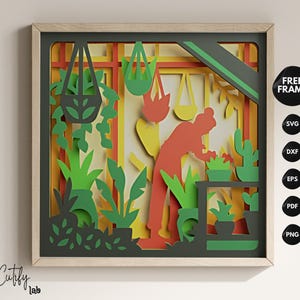 3D Serra Shadow Box SVG, Arte Botanica Carta, Decorazione Murale Piante, Regalo DIY Giardinaggio, Progetto Cricut