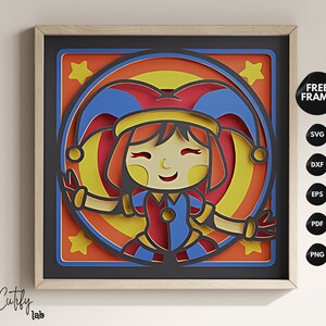 Palhaço Coringa SVG 8x8 Caixa de Sombras Camadas Arte de Café, Corte de Papel personalizado, Modelo de Caixa de Sombra Cricut DIY para Férias,
