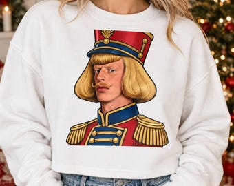 Blond Toy Soldier PNG, Whimsical Mustached Guard Portrait