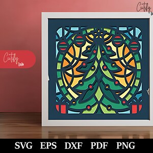 Joyeux Noël Shadow Box SVG, Svg pour projets Cricut, Noël 3D Shadow Box Svg, SVG en couches 3D, caisson lumineux en papier découpé, papier cartonné 3D 1