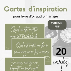 Cartes d'inspiration avec questions pour livre d'or audio - VERSION PDF (pas modifiable)