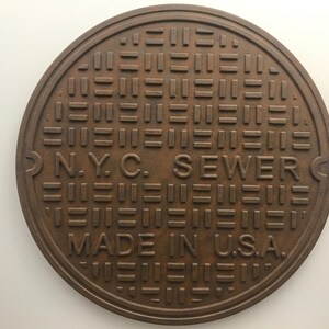 WD19. 24&quot; Diameter Replica New York City Sewer Manhole Cover Wall Decor | Big Apple Sewer Manhole Cover Wall Art.  Iconic Big Apple Memento