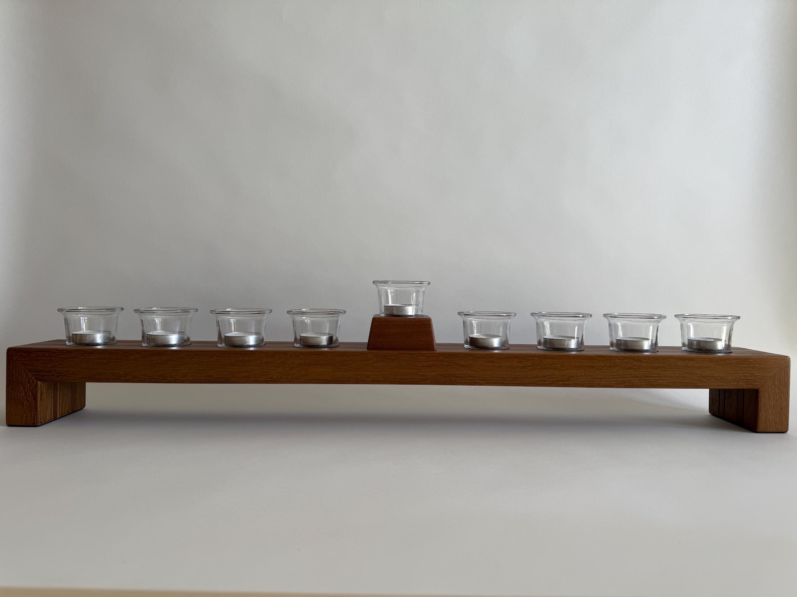 Hanukkah Menorah T-Light Contemporary Candle Holder Centerpiece.