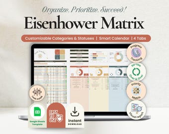 Beslissingsmatrix Taaktracker Google Spreadsheets Eisenhower-matrix Spreadsheet Takenlijst Projectplanner Werkprioriteitenmatrix ADHD Productiviteit